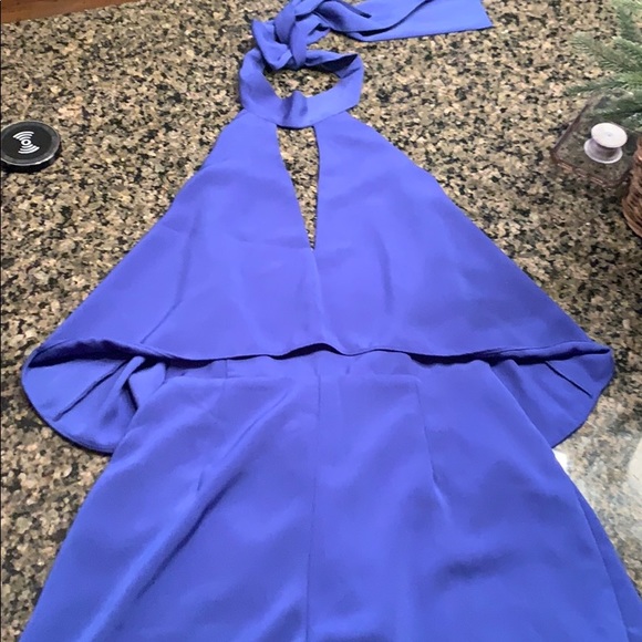 Mustard Seed deep V plunge blue romper XS - Picture 5 of 7